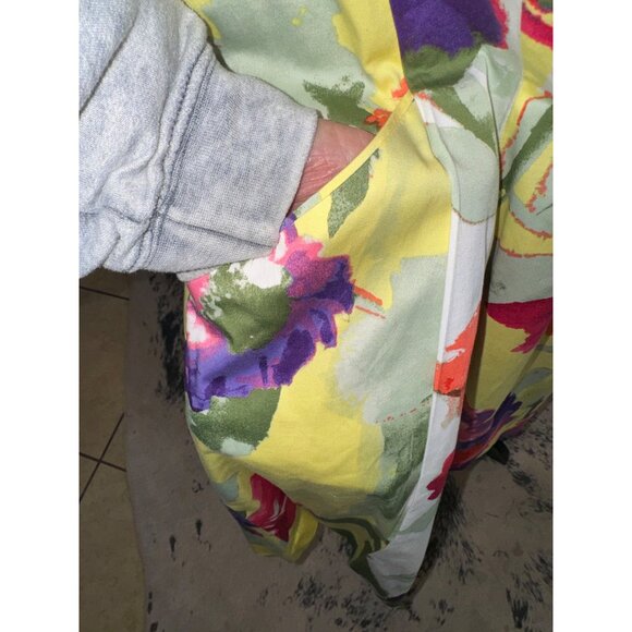 Ralph Lauren Fit Flare Floral Dress Square Neck Pockets Cotton Plus Size 16 - Picture 12 of 14